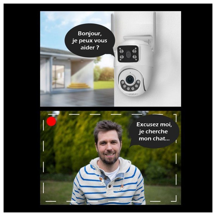 Caméra extérieure connectée - KYF - Wifi - Rotative PT- Doubles capteurs 2 x 3MP Caméra extérieure connectée - KYF - Wifi - Rotative PT- Doubles capteurs 2 x 3MP