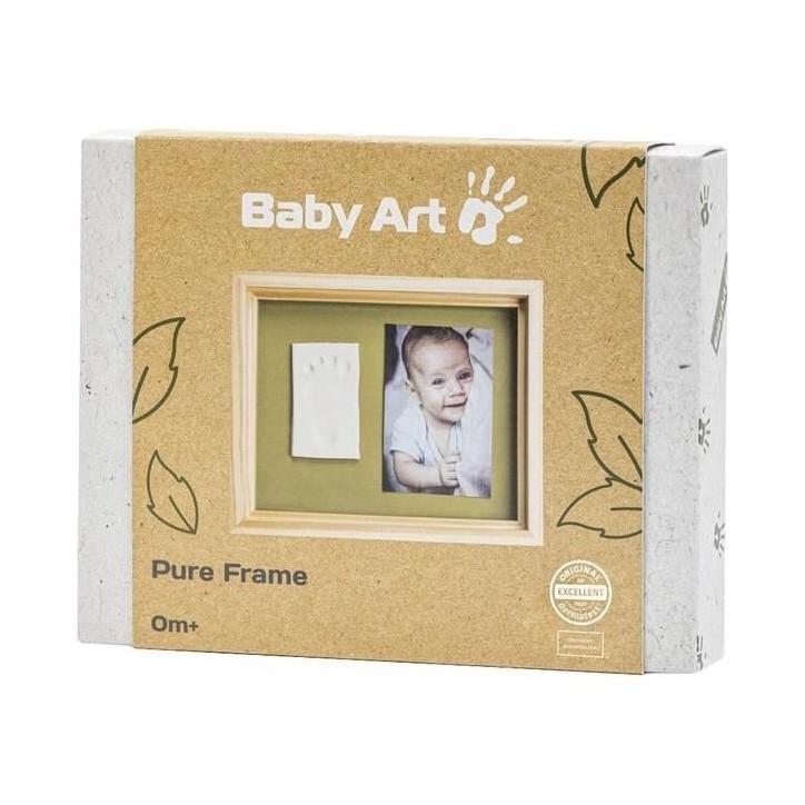 Baby Art Pure Frame - Kit Cadre avec Pâte a Modeler et Cadre Bois Pin Naturel, Rouleau, Panneau Arriere Réversible (Vert/Orang Baby Art Pure Frame - Kit Cadre avec Pâte a Modeler et Cadre Bois Pin Naturel, Rouleau, Panneau Arriere Réversible (Vert/Orang