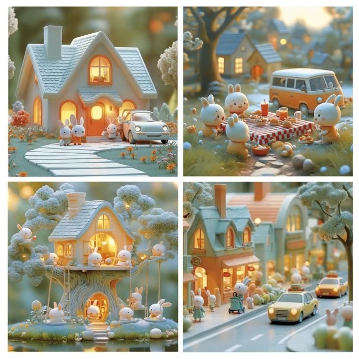 Puzzles progressifs - EDUCA - La Ville des Lapins - 4 puzzles - 12 a 25 pieces - Pour enfants