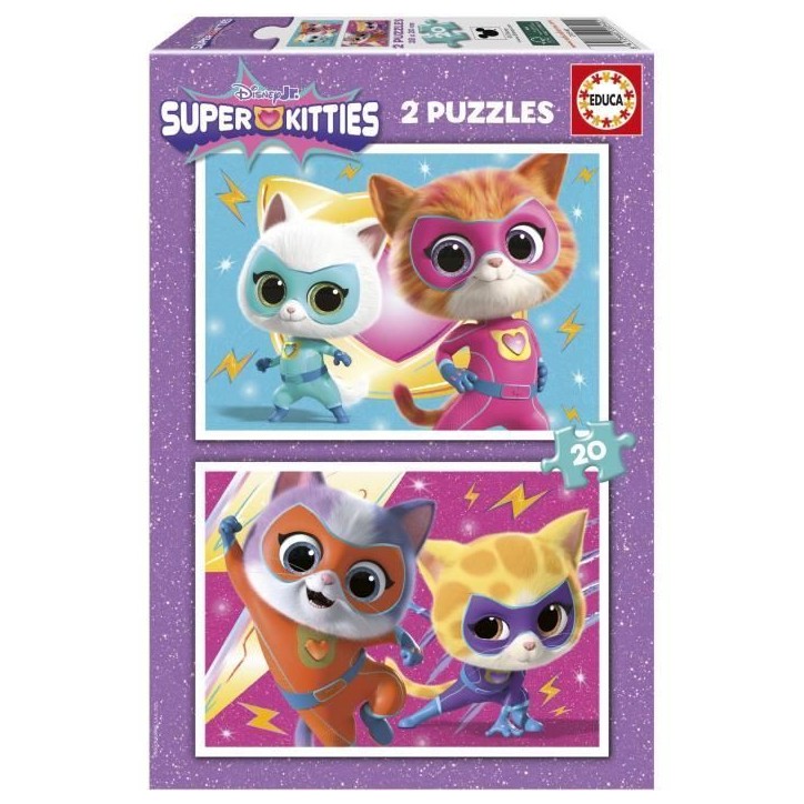 Puzzle - EDUCA - SuperKitties - 2 x 20 pieces - Multicolore - Pour enfants - a partir de 3 ans Puzzle - EDUCA - SuperKitties - 2 x 20 pieces - Multicolore - Pour enfants - a partir de 3 ans