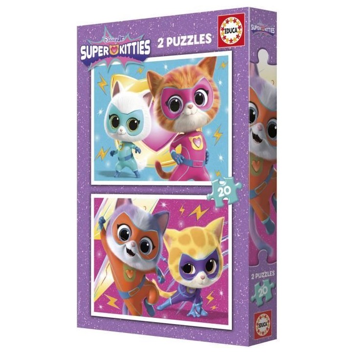 Puzzle - EDUCA - SuperKitties - 2 x 20 pieces - Multicolore - Pour enfants - a partir de 3 ans Puzzle - EDUCA - SuperKitties - 2 x 20 pieces - Multicolore - Pour enfants - a partir de 3 ans