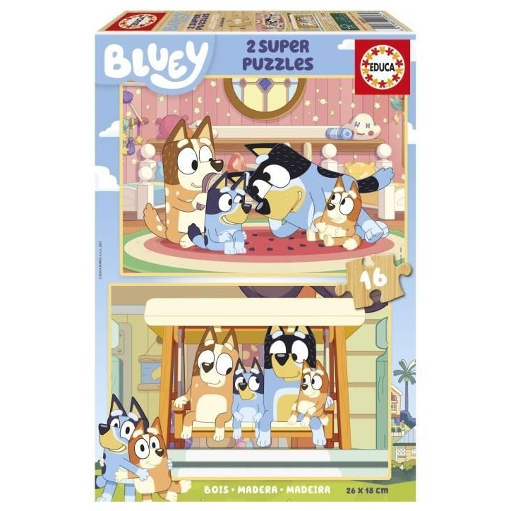 Puzzle - EDUCA - Bluey - 2 x 16 pieces - Multicolore - Pour enfants a partir de 3 ans Puzzle - EDUCA - Bluey - 2 x 16 pieces - Multicolore - Pour enfants a partir de 3 ans