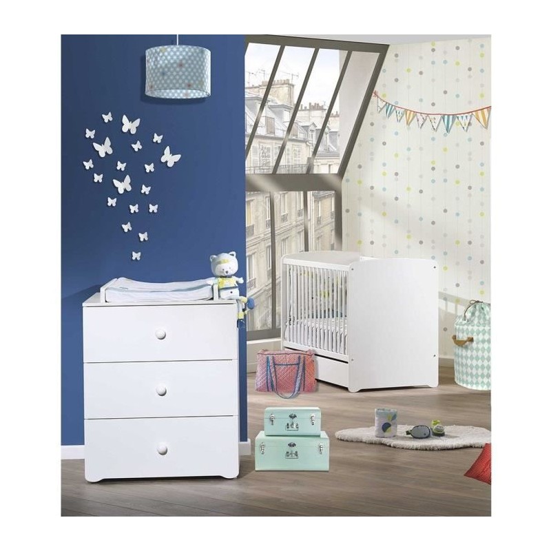 Chambre bébé duo Basic boule: Lit 120x60, commode a langer - Babypri Chambre bébé duo Basic boule: Lit 120x60, commode a langer - Babypri