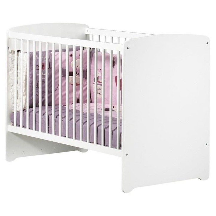 Chambre bébé duo Basic boule: Lit 120x60, commode a langer - Babyprice - Blanc Chambre bébé duo Basic boule: Lit 120x60, commode a langer - Babyprice - Blanc