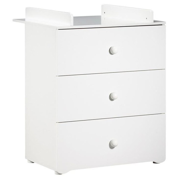 Chambre bébé duo Basic boule: Lit 120x60, commode a langer - Babyprice - Blanc Chambre bébé duo Basic boule: Lit 120x60, commode a langer - Babyprice - Blanc