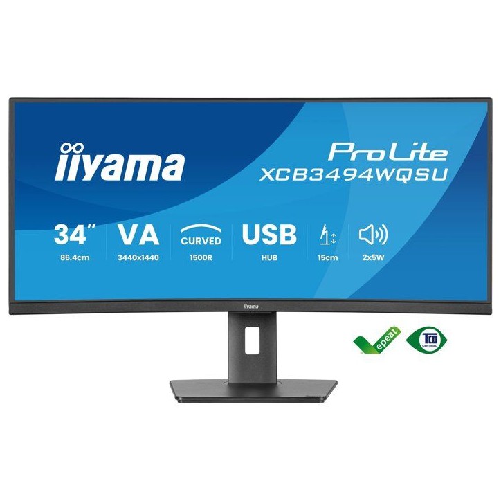 Ecran PC incurvé - IIYAMA - 34 - WQHD - 120Hz - Dalle VA - 0,4ms - Ajustable en hauteur - XCB3494WQSU-B1 Ecran PC incurvé - IIYAMA - 34 - WQHD - 120Hz - Dalle VA - 0,4ms - Ajustable en hauteur - XCB3494WQSU-B1