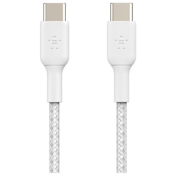 Câble tressé - BELKIN - USB-C vers USB-C - 2 m - Blanc