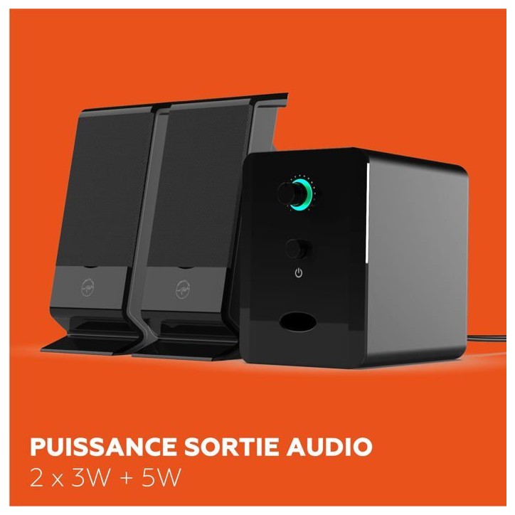 Enceinte 2.1 - MOBILITY - ML314006 - Noir - 2 haut-parleurs - 5W de puissance Enceinte 2.1 - MOBILITY - ML314006 - Noir - 2 haut-parleurs - 5W de puissance
