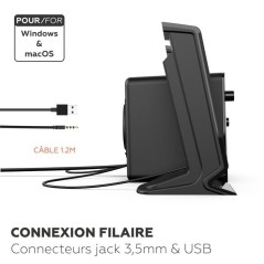 Enceinte 2.1 - MOBILITY - ML314006 - Noir - 2 haut-parleurs - 5W de pu
