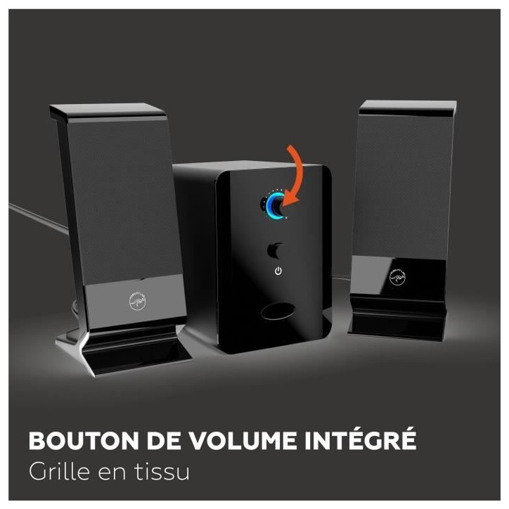 Enceinte 2.1 - MOBILITY - ML314006 - Noir - 2 haut-parleurs - 5W de puissance Enceinte 2.1 - MOBILITY - ML314006 - Noir - 2 haut-parleurs - 5W de puissance
