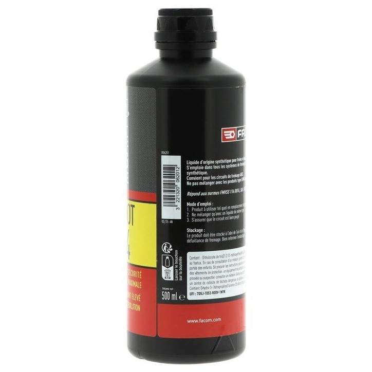 Liquide de frein - FACOM - DOT4 - 500 ml Liquide de frein - FACOM - DOT4 - 500 ml