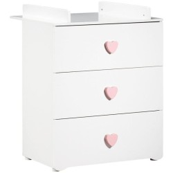 Chambre bébé trio Basic coeur: lit 120x60, commode a langer et armoi