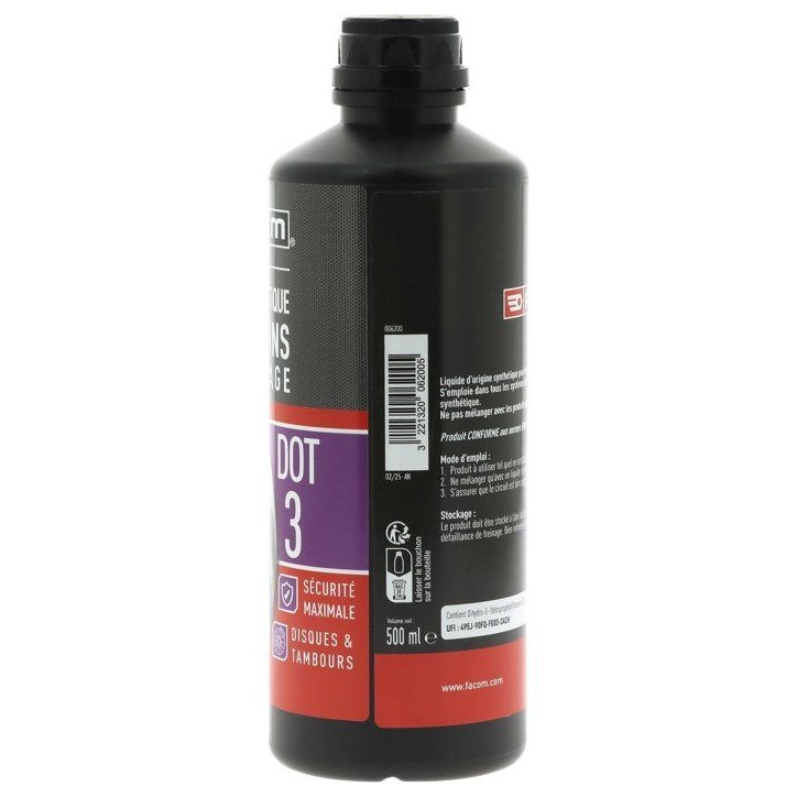 Liquide de frein DOT3 - FACOM - 500 ml Liquide de frein DOT3 - FACOM - 500 ml
