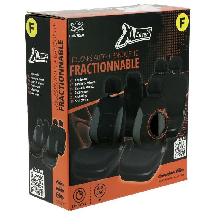 Housses auto - XLCOVER - Fractionnable - Compatible Airbags - Housses sieges avant, appuis-tete et banquette arriere Housses auto - XLCOVER - Fractionnable - Compatible Airbags - Housses sieges avant, appuis-tete et banquette arriere