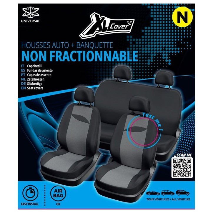 Housses auto - XLCOVER - Non fractionnable - Compatible Airbags - Housses sieges avant, appuis-tete et banquette arriere Housses auto - XLCOVER - Non fractionnable - Compatible Airbags - Housses sieges avant, appuis-tete et banquette arriere
