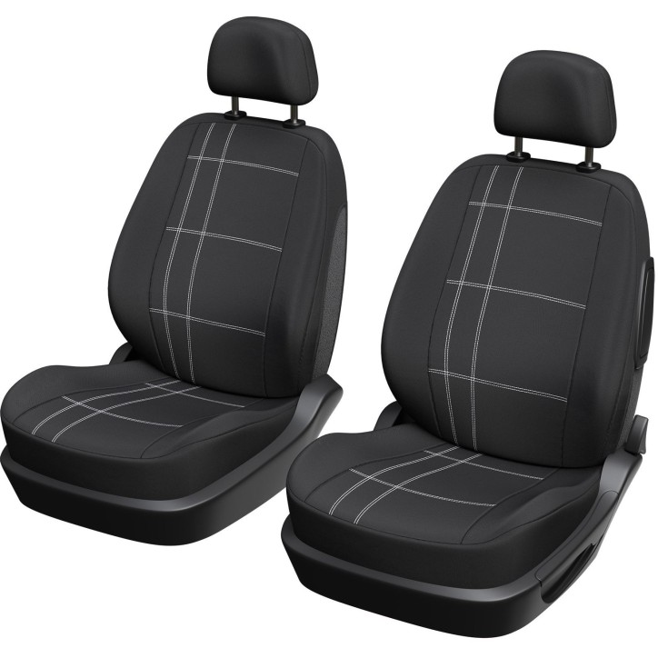 Lot de 2 housses auto avant - XLCOVER - Compatible Airbags - Noir - Housses pour sieges et appuis-tete Lot de 2 housses auto avant - XLCOVER - Compatible Airbags - Noir - Housses pour sieges et appuis-tete