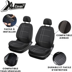Lot de 2 housses auto avant - XLCOVER - Compatible Airbags - Noir - Ho