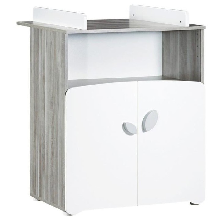 Chambre bébé duo Leaf: lit 120x60, commode a langer - Babyprice - Blanc Chambre bébé duo Leaf: lit 120x60, commode a langer - Babyprice - Blanc