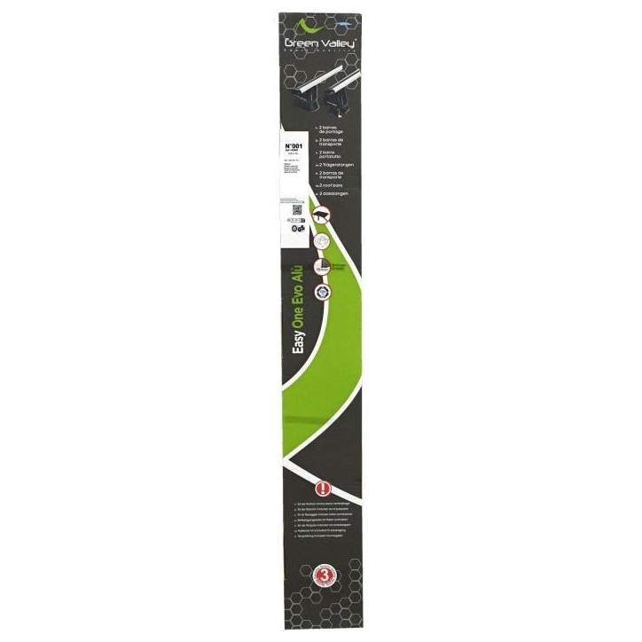 Lot de 2 Barres de toit - GREEN VALLEY - Easy One N° 01 - Aluminium - Fixation fix point - Jusqu'a 75 kg Lot de 2 Barres de toit - GREEN VALLEY - Easy One N° 01 - Aluminium - Fixation fix point - Jusqu'a 75 kg
