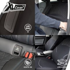 Housses auto - XLCOVER - SUV/Berline - Fractionnable - Housses assises/dossiers avant, appuis-tete et banquette arriere
