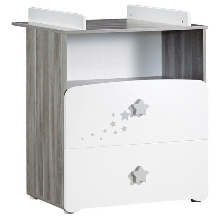 Chambre bébé duo Nao: lit 120x60, commode a langer - Babyprice - Blanc Chambre bébé duo Nao: lit 120x60, commode a langer - Babyprice - Blanc