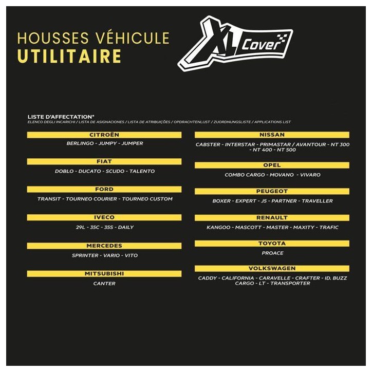 Housses auto- XLCOVER - Utilitaire - Housses siege conducteur et banquette Housses auto- XLCOVER - Utilitaire - Housses siege conducteur et banquette