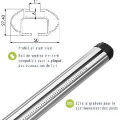 Lot de 2 Barres de toit - GREEN VALLEY - Easy One N° 16 - Aluminium -