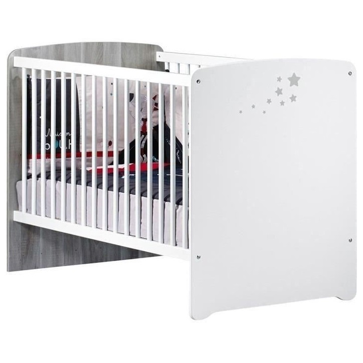 Chambre bébé duo Nao: lit 120x60, commode a langer - Babyprice - Blanc Chambre bébé duo Nao: lit 120x60, commode a langer - Babyprice - Blanc