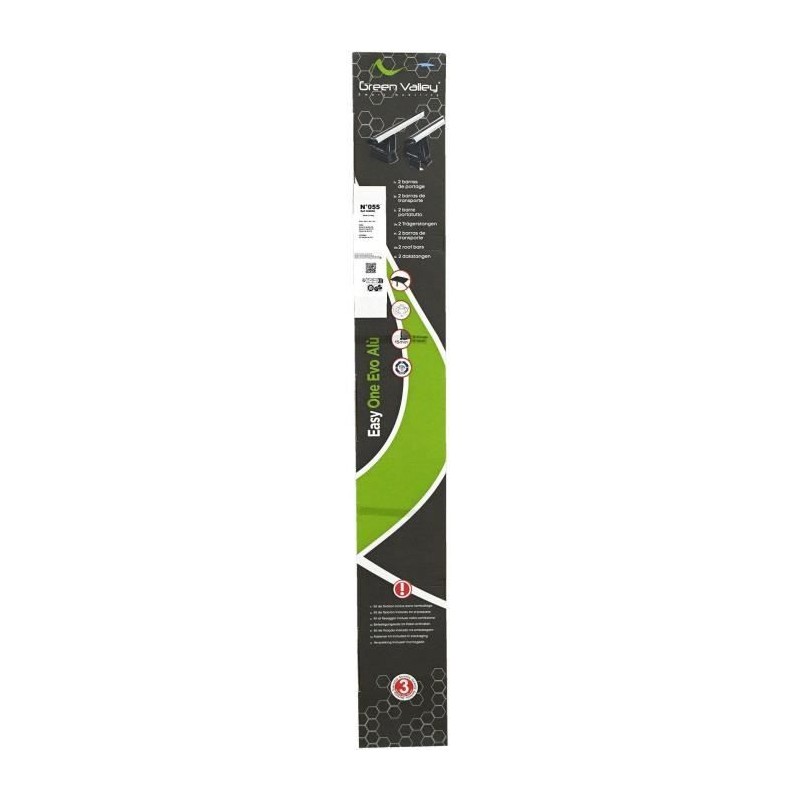 Lot de 2 Barres de toit - GREEN VALLEY - Easy One N° 55 - Aluminium -