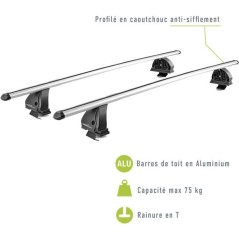 Lot de 2 Barres de toit - GREEN VALLEY - Easy One N° 80 - Aluminium -