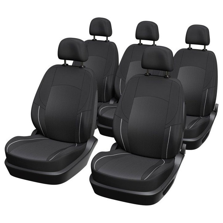 Pack de 5 housses auto universelles - XLCOVER - Monospace - Compatible Airbags - Housses les assises, dossiers et appuis-tete Pack de 5 housses auto universelles - XLCOVER - Monospace - Compatible Airbags - Housses les assises, dossiers et appuis-tete