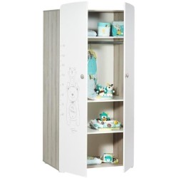 Chambre bébé trio Teddy: lit 120x60, commode a langer et armoire - B