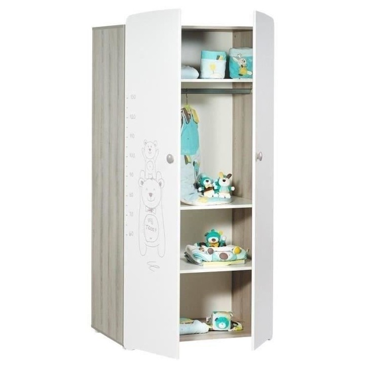 Chambre bébé trio Teddy: lit 120x60, commode a langer et armoire - Babyprice - Blanc Chambre bébé trio Teddy: lit 120x60, commode a langer et armoire - Babyprice - Blanc