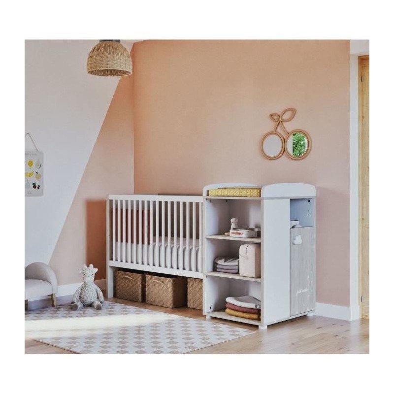 Lit Combiné - 120x60cm - Evolutif en 90x190cm - Babyprice Smile - Het Lit Combiné - 120x60cm - Evolutif en 90x190cm - Babyprice Smile - Het