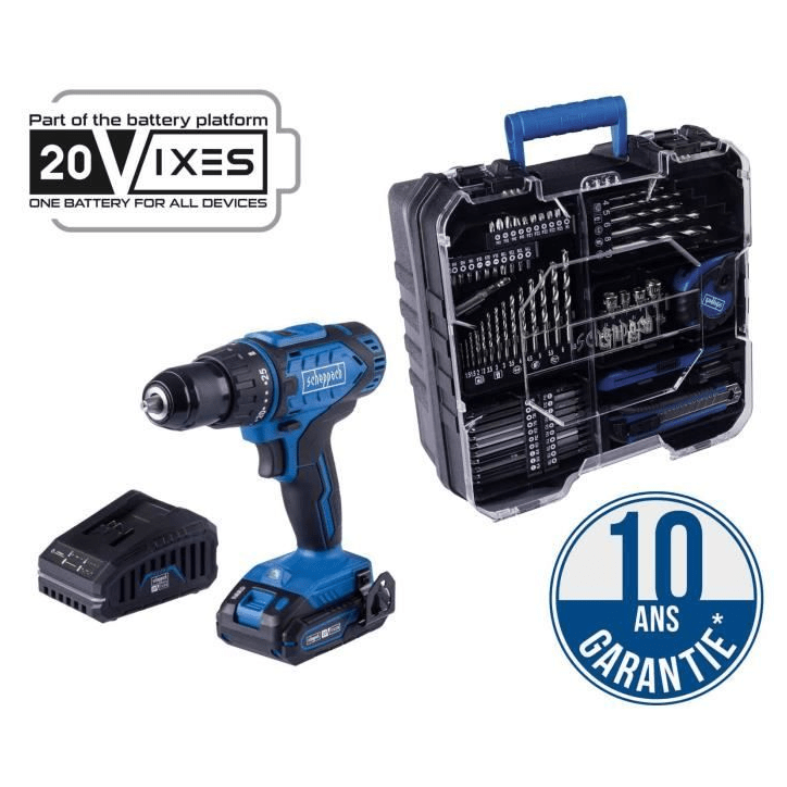 Coffret perceuse visseuse sans fil C-DTB74/1-X - 50Nm mandrin 13mm + 74 accessoires - SCHEPPACH 20V IXES + batterie 2Ah + charge Coffret perceuse visseuse sans fil C-DTB74/1-X - 50Nm mandrin 13mm + 74 accessoires - SCHEPPACH 20V IXES + batterie 2Ah + charge