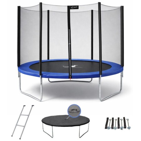 Trampoline bleu avec échelle, couverture de propreté et kit d'ancrag