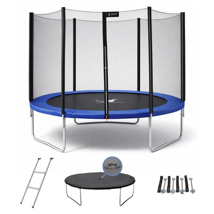 Trampoline bleu avec échelle, couverture de propreté et kit d'ancrage Ø300cm Trampoline bleu avec échelle, couverture de propreté et kit d'ancrage Ø300cm