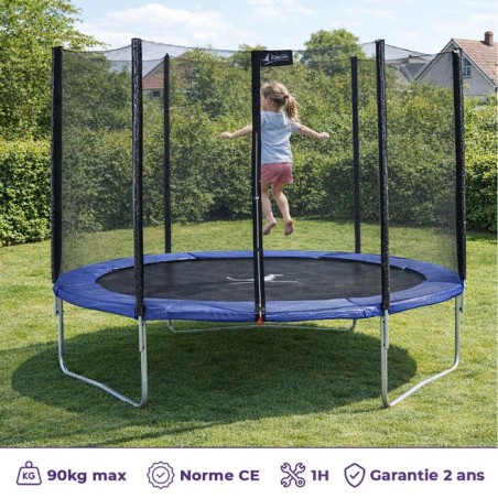 Trampoline bleu avec échelle, couverture de propreté et kit d'ancrage Ø300cm