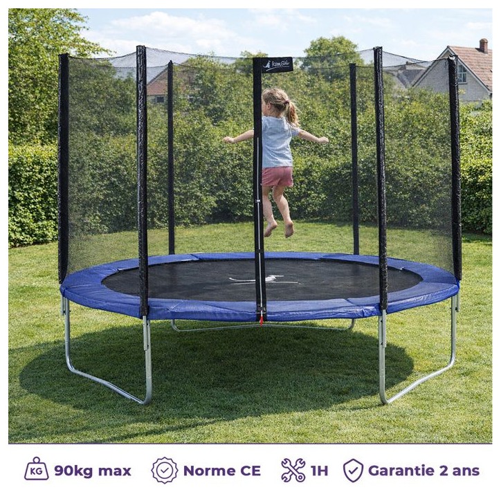 Trampoline bleu avec échelle, couverture de propreté et kit d'ancrage Ø300cm Trampoline bleu avec échelle, couverture de propreté et kit d'ancrage Ø300cm