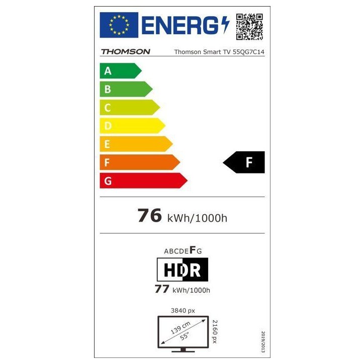 Thomson 55QG7C14 - TV QLED 55 (139 cm) - 4K UHD 3840x2160 - 144 Hz - Google TV - 2xHDMI 2.1 + 2xHDMI 2.0 - WiFi Thomson 55QG7C14 - TV QLED 55 (139 cm) - 4K UHD 3840x2160 - 144 Hz - Google TV - 2xHDMI 2.1 + 2xHDMI 2.0 - WiFi