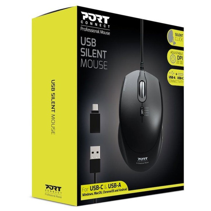 Souris sans fil - PORT Designs - 900711-B - USB-A & USB-C - 2.4 GHz - Compacte - Blanc Souris sans fil - PORT Designs - 900711-B - USB-A & USB-C - 2.4 GHz - Compacte - Blanc