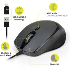 Souris sans fil - PORT Designs - 900711-B - USB-A & USB-C - 2.4 GHz -