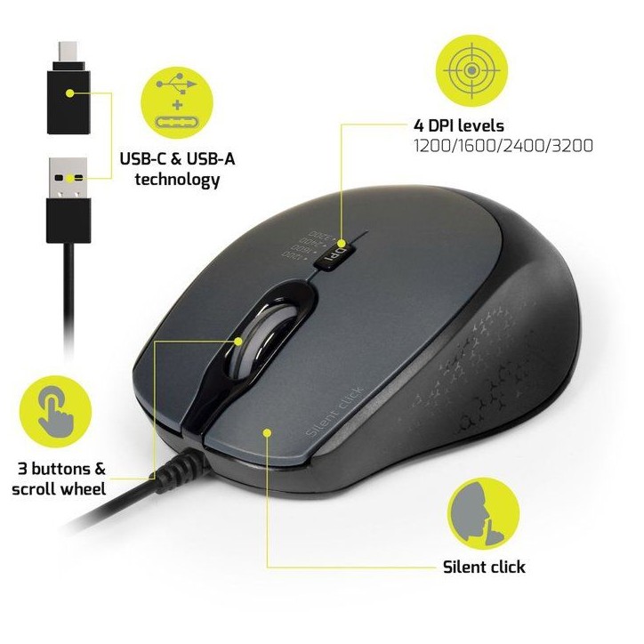 Souris sans fil - PORT Designs - 900711-B - USB-A & USB-C - 2.4 GHz - Compacte - Blanc Souris sans fil - PORT Designs - 900711-B - USB-A & USB-C - 2.4 GHz - Compacte - Blanc