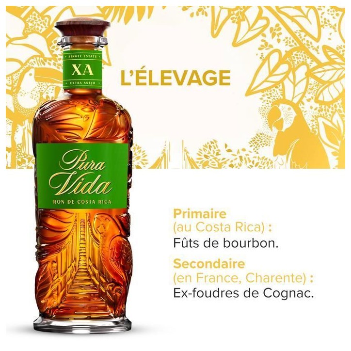 PURA VIDA - X.A - Rhum Brun - 40 % Alcool - Origine : Costa Rica - Bouteille 70 cl PURA VIDA - X.A - Rhum Brun - 40 % Alcool - Origine : Costa Rica - Bouteille 70 cl