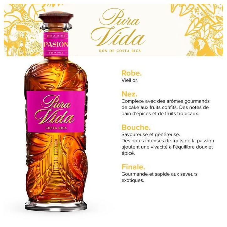 PURA VIDA - Pasión - Spiritueux a Base de Rhum - XO - 38.0 % Vol. - 70 cl PURA VIDA - Pasión - Spiritueux a Base de Rhum - XO - 38.0 % Vol. - 70 cl