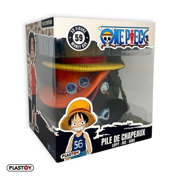 Tirelire - PLASTOY - One Piece Pile de chapeaux Luffy Ace Sabo - Plastique - 15 cm