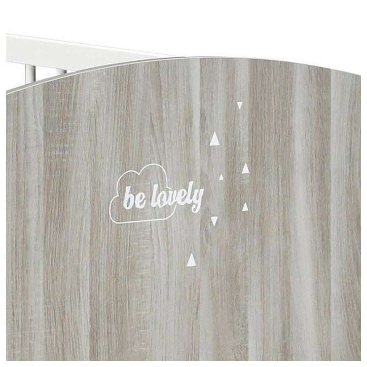 Lit bébé a barreaux - 120 x 60 cm - Babyprice Smile - Chene silex - Blanc