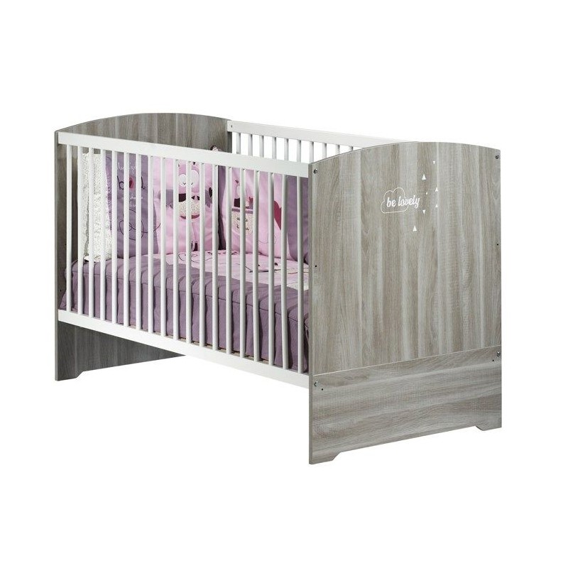 Lit bébé évolutif - 140x70cm - Babyprice Smile - Chene silex - Blan Lit bébé évolutif - 140x70cm - Babyprice Smile - Chene silex - Blan