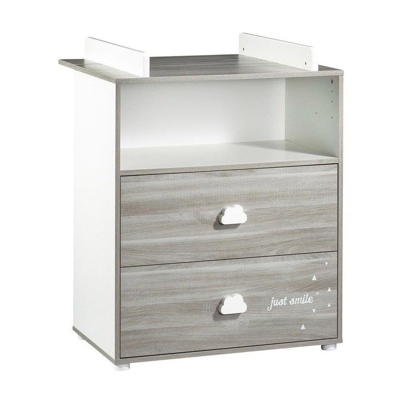 Commode a langer - Babyprice - Smile - Chene silex - 2 tiroirs - 1 nic Commode a langer - Babyprice - Smile - Chene silex - 2 tiroirs - 1 nic