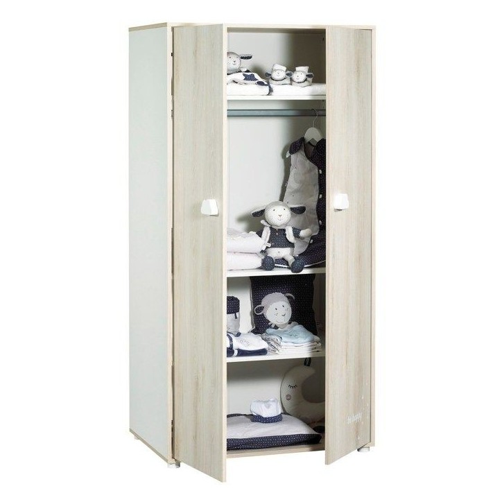Armoire bébé Smile - Hetre - 2 portes - 168x85x57cm - Babyprice Armoire bébé Smile - Hetre - 2 portes - 168x85x57cm - Babyprice